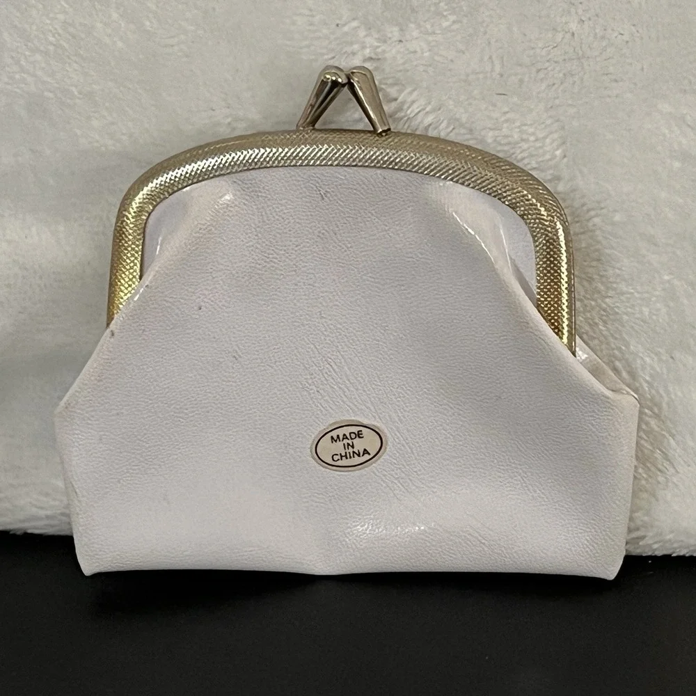 RARE Fairy Coin Purse White Kiss-Lock Clasp Vinyl Angel Girls Kids Child's T VTG